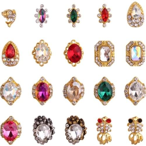 100pcs 3D Metallic Rhinestone nail studs / bling crystal design charm Nail design nail art/ jewelry ,nail jewels, 20styles