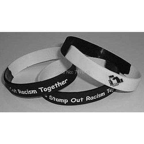 100pcs Lets Stamp Out Racism Together wristband silicone bracelets free shipping by epacket A