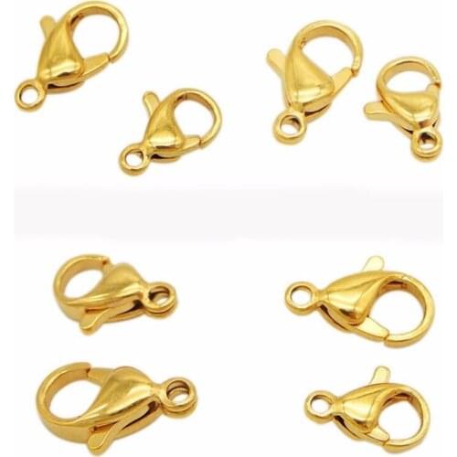 20pcs Grade A 304 Stainless Steel Lobster Claw Clasps DIY Jewelry Findings Gold Tone/Dull Silver Tone
