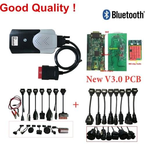 2018 R0 2017R3 Bluetooth V3 V3.0 PCB With 21 Relays VD DS150E CDP for Delphis Tcs Pro Obd Obd2 car Scanner +8pc Car/Truck cables