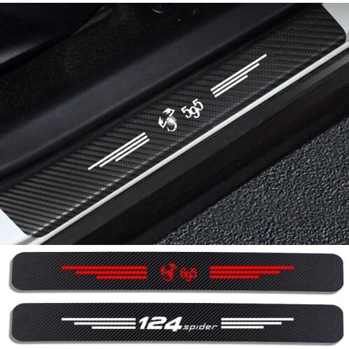 4pcs Car Styling Carbon Fiber Car Door Sill Protector Sticker Decal For fiat abarth 124GT 124 spider 595 pista turismo Scorpion