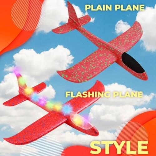 48cm LED DIY Kids Toys Hand Throw Flying Planes Foam Aeroplane Model Party Bag Fillers Flying Plane Toys Kids Game