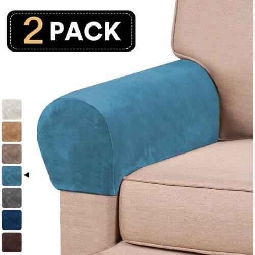 2Pcs Velvet Sofa Armrest Covers Detachable Sofa Hand Towel Cover Stretch Armrest Cover Couch Chair Arm Protectors Slipcover Soft
