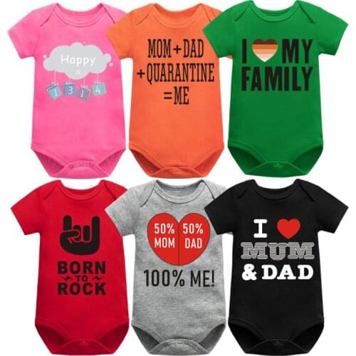 Bodysuit For Baby Summer Boys And Girls Short Sleeved Cotton Funny Letter Print Body Newborn Infant Baby Clothes