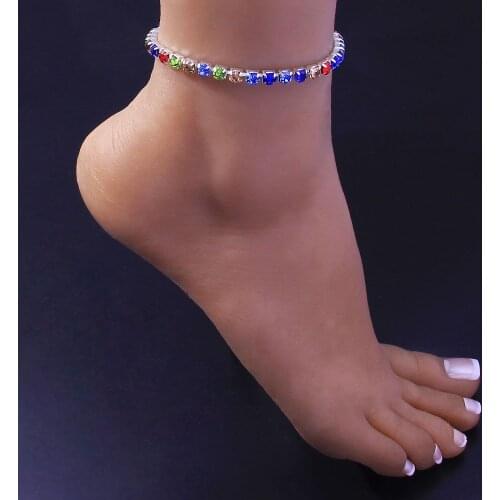 Personality Many color Rhinestone Anklet Accessories Fashion Beach Sexy Ladies Jewelry Crystal Feet Naked feet Accessories Gift