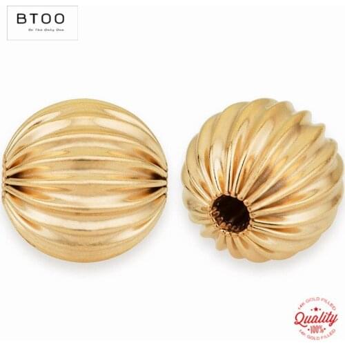 100% 14K Gold Filled Straight Corrugated Beads Gold Beads for Jewelry Making Handmde DIY Accessories Jewelry Findings Gold Beads