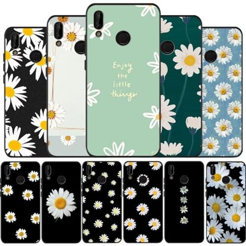 Daisy Flower black Phone Case for huawei P40 P30 P20 P10 Pro P9 Lite nova 4E 6SE Psmart 2 2019 Y6 9 Prime cover
