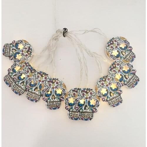 Halloween Decorations Lights 10/20 LED Pumpkin Skull String Light Battery Operated For Indoor Halloween Party Garden Cocina Tool