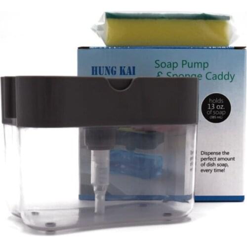 Sink sponge dispensing soap dispenser kitchen dishwashing soap to liquid cartridge press liquid feeder