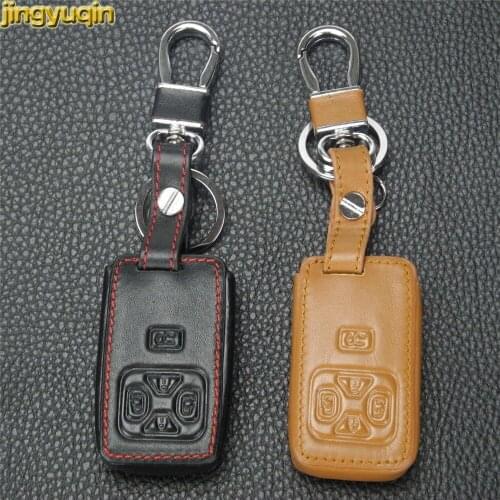 Jingyuqin Leather key Cover Case For Toyota Previa Alphard Prius Smart Leatherette Protector Case Holder Bag Key Ring 5 Buttons
