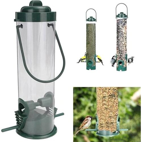 Bird Feeder Windproof Rainproof Holder Round Metal Hanging Style Refillable Bird Feeder Large Food Ring