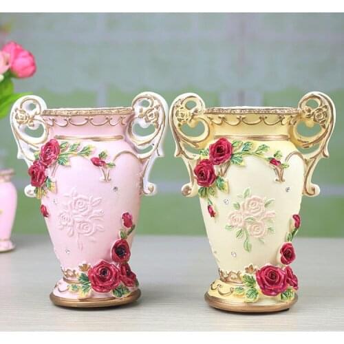 Creative Teacher Gift Korean Style Pastoral Exquisite Resin Vase Table Set-up Stylish Pencil Holder, Makeup Brush Receive