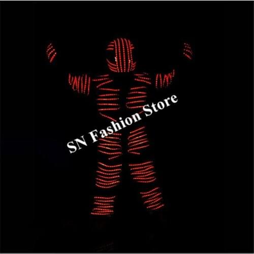 L100 Ballroom dance bar led light costumes RGB luminous robot mens clothes colorful lighting led party suit helmet gloves dj