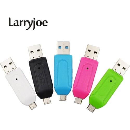 Larryjoe 2 in 1 USB OTG Card Reader Universal Micro USB OTG TF/SD Card Reader Phone Extension Headers Micro USB OTG Adapter