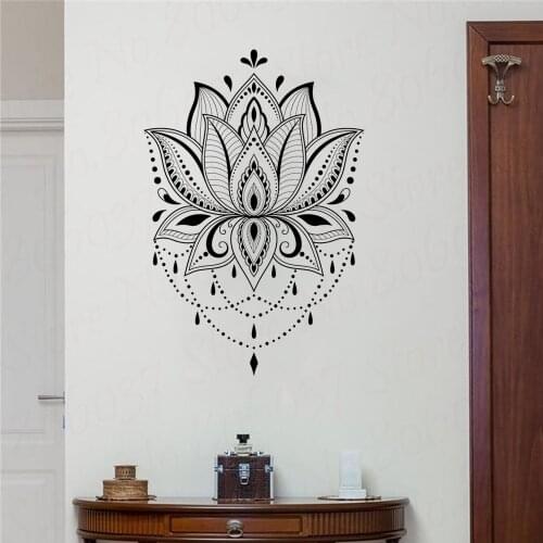 Lotus Wall sticker Boho vinyl wall decar Mandala wall decols Yoga studio Decals home room sticker decal Lotus wall decal WL1411