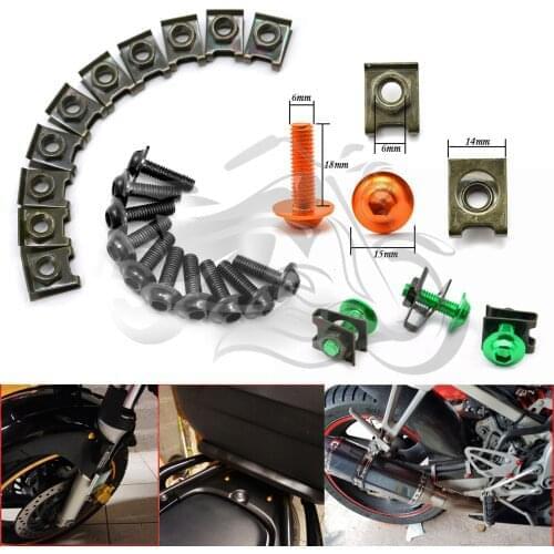 M6*10PCS Fairing Screws Nuts Clips Fastener Fit For Ninja 400 ninja 650 Z400 Z650 Z900 Z1000 Z750 H2R ZX-10R ZZR1400 Versys 650