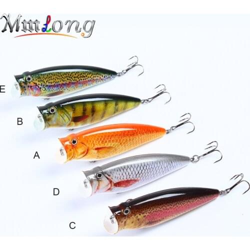 Mmlong 9.5cm Top Quality Popper Fishing Lure Top Water Fish Bait 18.5g Hard Fishing Crankbait 5 Color Vivid Wobbler Tackle AH05