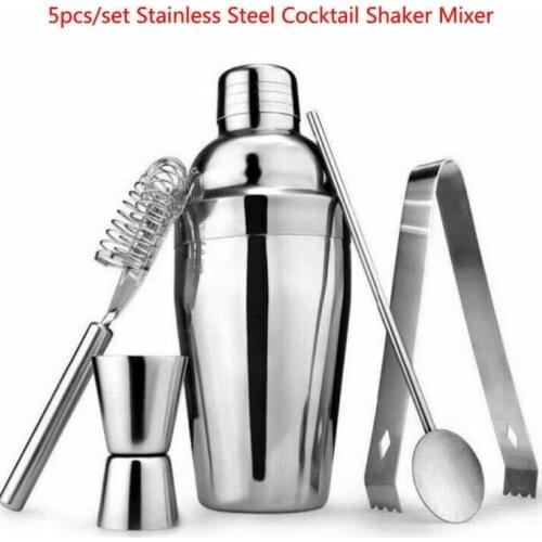 1 Set/5 PCS 350 ML Cocktail Shaker Mixer Stainless Steel Bartender Mixing Kits Martini Tool Universal Bar Sets Barwares
