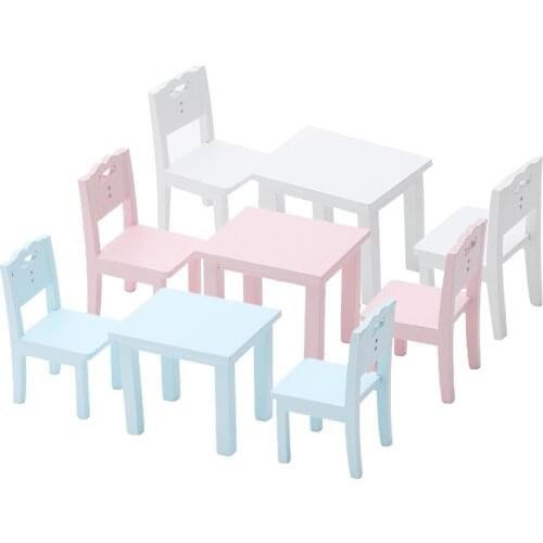 Kids Table Chair Set Mini Furniture Model Decoration Gift for 1/12 Dollhouse Toys For Girls Birthday Christmas New Year Gift