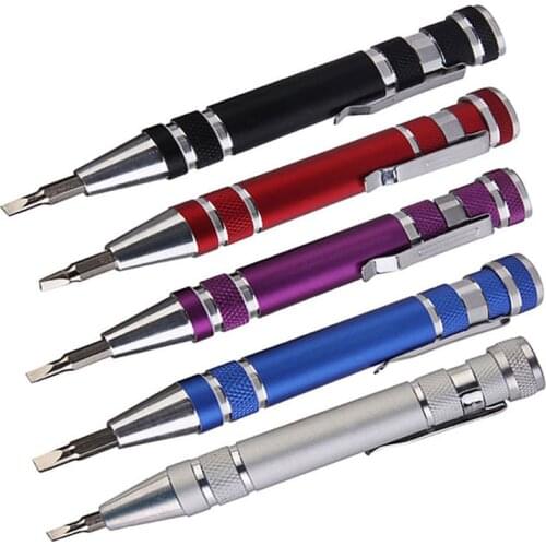 8 in 1 Aluminum Pen Style Screwdriver Set Kit Multifunction Portable Precision Mobile phone Repair Hand Tools