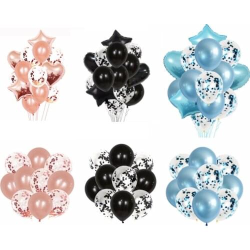 10/14pcs Confetti Balloons Set Birthday Decorations Wedding Ballon Heart-Star Globos for Adult Baby Shower Kids Birthday Party