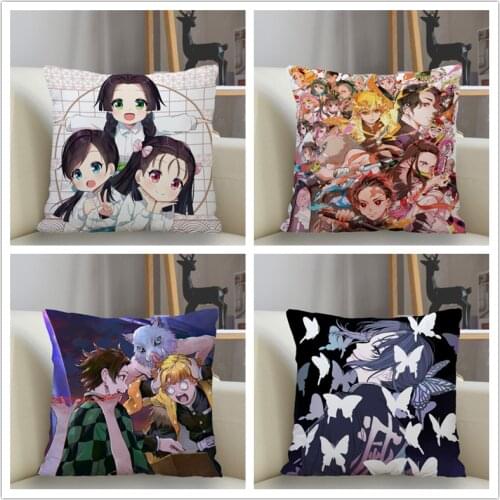 Musife Custom Demon Slayer: Kimetsu No Yaiba Pillowcase Home Decoration 45*45cm Zipper Square Pillowcase Throw Pillow Cover