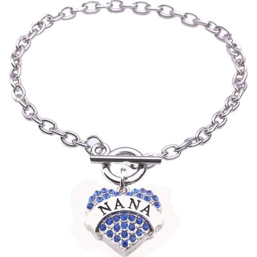 New Arrived Heart Bracelet Women NANA Written In Heart Pendant And Fashion Crystals High Grade Zinc Alloy Provide Dropshipping