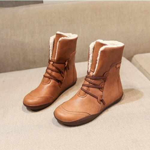 New Women Winter Boots Fashion Ankle Waterproof Snow Boots Warm Plush Ladies Boots Flat Platform Plus Size 35-43 Hot