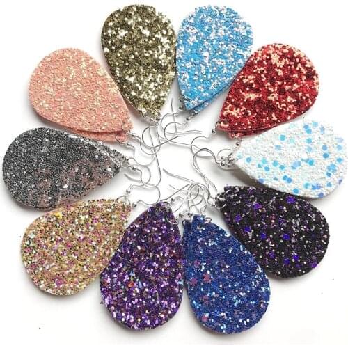 Wholesale 30pair/lot Womens Faux Leather Sun flower Print Teardrop Women Fashion Jewelry Earrings For Girl