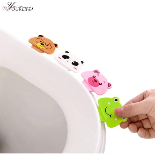 OYOURLIFE 2pc Cartoon Portable Toilet Seat Lifters Bathroom Flip Lid Toilet Cover Avoid Touch Not Dirty Hands Lifting Handle