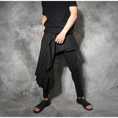 Personalized culottes trousers mens punk male asymmetrical pants men skirt pant black pantalones hombre cargo 2020 spring