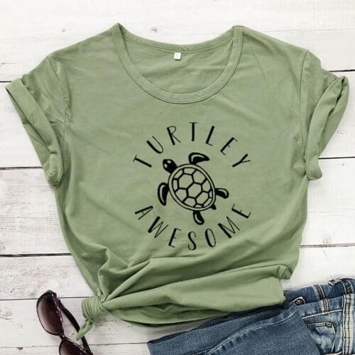 Turtley Awesome T-shirt Cute Women Tumblr Graphic Tee Shirt Top Casual Summer Short Sleeve 90s Vegan Eco Tshirt Dropshipping