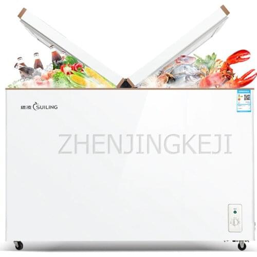 Commercial Freezer Horizontal Freezing Refrigeration Cabinet High Capacity Double Temperature Butterfly Gate Keep Fresh Freezer