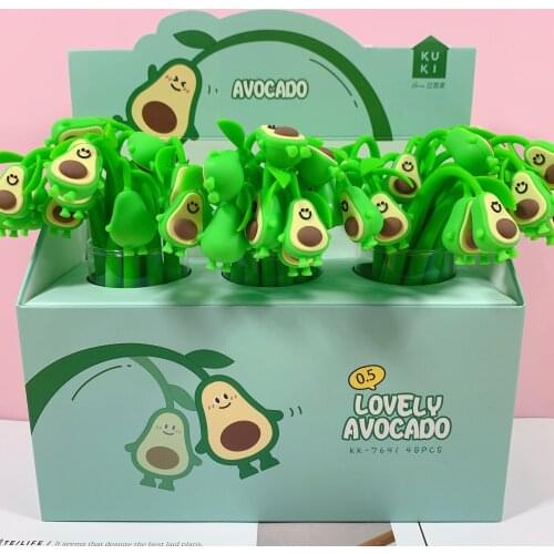 Korean Creative Avocado Shape Lovely Fruit Black Ink Pens Kawaii Gel Pen Pencils Writing Stationery Cute Gift