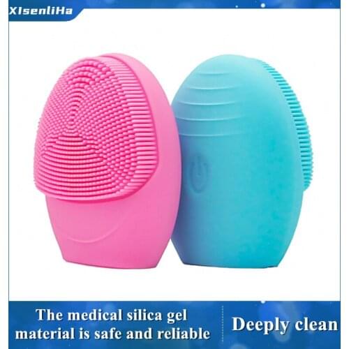 XLSENLIHA Facial Cleansing Brush Face Skin Care Tools Waterproof Silicone Electric Sonic Cleanser Facial Beauty Massager