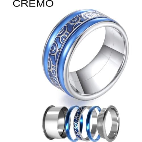 Koaem 10mm Width Stackable Rings Bule Enamal Interchangeable Filled Layers Ring Band Minimalist Stainless Steel Anillos Free Box