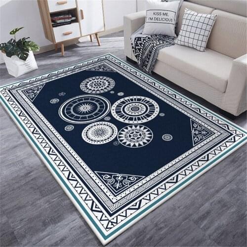 Blue White Ethnic Style Carpet Big Geometric Disc Center Rug for Sitting Room Kitchen Mat Bedroom Decor Floor Rugs