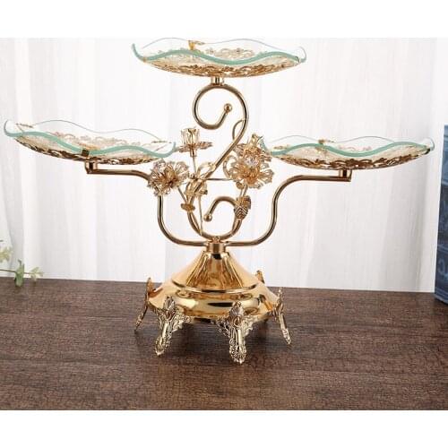 Style tempered glass fruit bowl Multi-layer fruit bowl High-end hotel cake bowl Rolling restaurant afternoon tea dessert plate