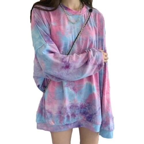 Hoodies women Fashion Long Sleeve O Neck Tie Dye Pullover Loose Blouse Sweatshirt Hoodie sweatshirt women winter clothes women