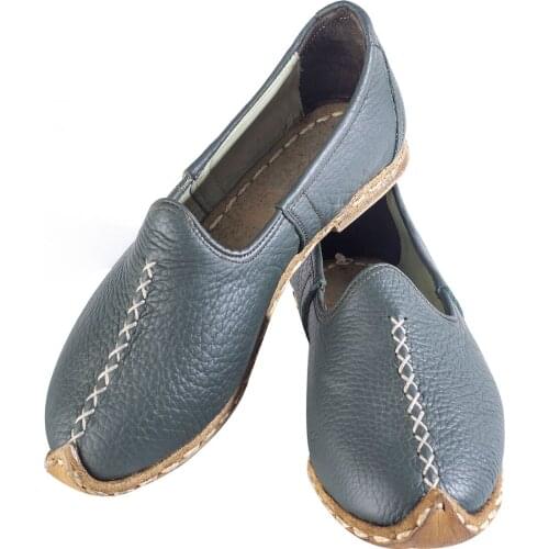 Women Hand Made Comfort Basic Healty Full Leather Shoes Grey