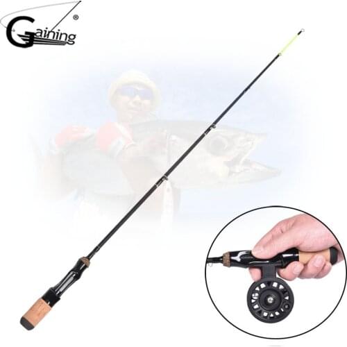 Outdoor Winter Ice Fishing Rods Pole Portable Winter Fishing Rods Spinning 1 Sections Fish Pole 19inch/48cm flat ice fish rod