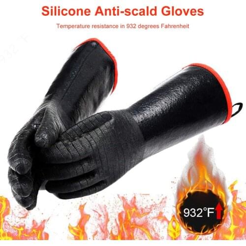 BBQ Gloves Waterproof High Temperature Resistant Neoprene Insulated Cooking Barbecue Gloves With Textured Palms Long Sleeve