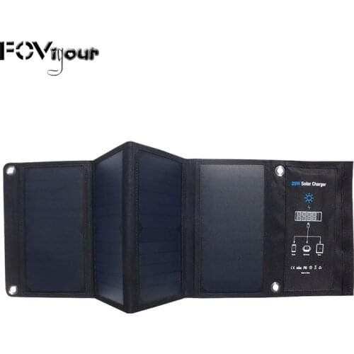 Xionel Portable 28W Foldable Waterproof Fast Charging Solar Panel Charger Mobile Power Bank 3 USB Port Outdoor
