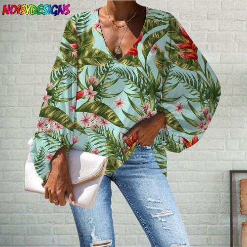 WHEREISART Chic Plus Size Tops For Women Spring 2021 Fashion Blouse Tropical Flowers Women Ladies Top Loose Shirts Camisa Mujer