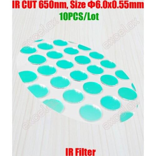 10PCS/Lot IR CUT Light Filter 650nm Round Size 6mm for Video Surveillance CCTV Security Camera Lens Infrared Block by Excelax