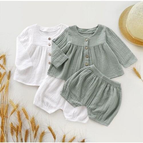 0-2Yrs Baby Girls Clothing Outfits Soft Long Sleeve T-Shirts Tops Shorts 2Pcs Spring Autumn Kids Girls Clothes Suits