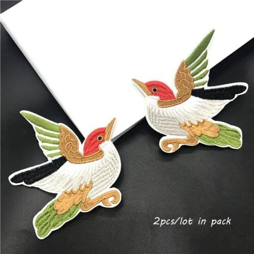 2pc/lot Fashion birds embroidery Patches for clothing DIY colorful iron on cute parches applique for clothes