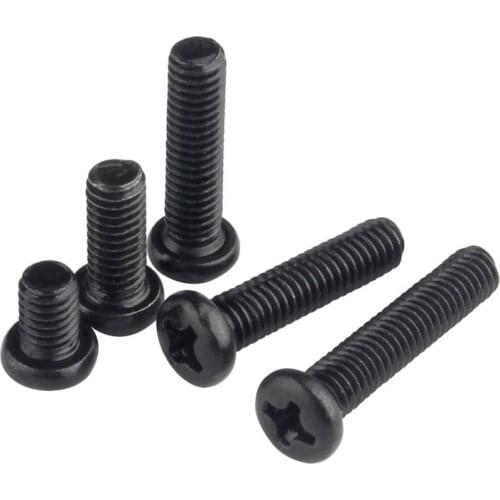 20/50pcs Cross Recessed Pan Head Screw M1.2 M1.4 M1.6 M1.7 M2 M2.5 M3 M4 Carbon Steel Black Phillips Machine Screw GB818