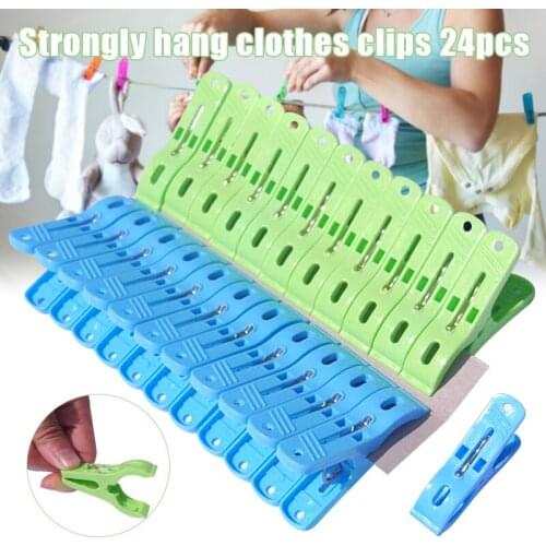 24Pcs/set Clothes Pegs Strong Windproof Laundry Clothespins Plastic Clothes Clip Hangers for Underwear Socks Drying Home