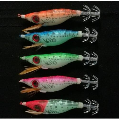 5pcs New Arrival Shrimp Fishing Lure Squid Jig Lures 10cm 8.5g With Exploding Hook Luminous Fishing Wobblers